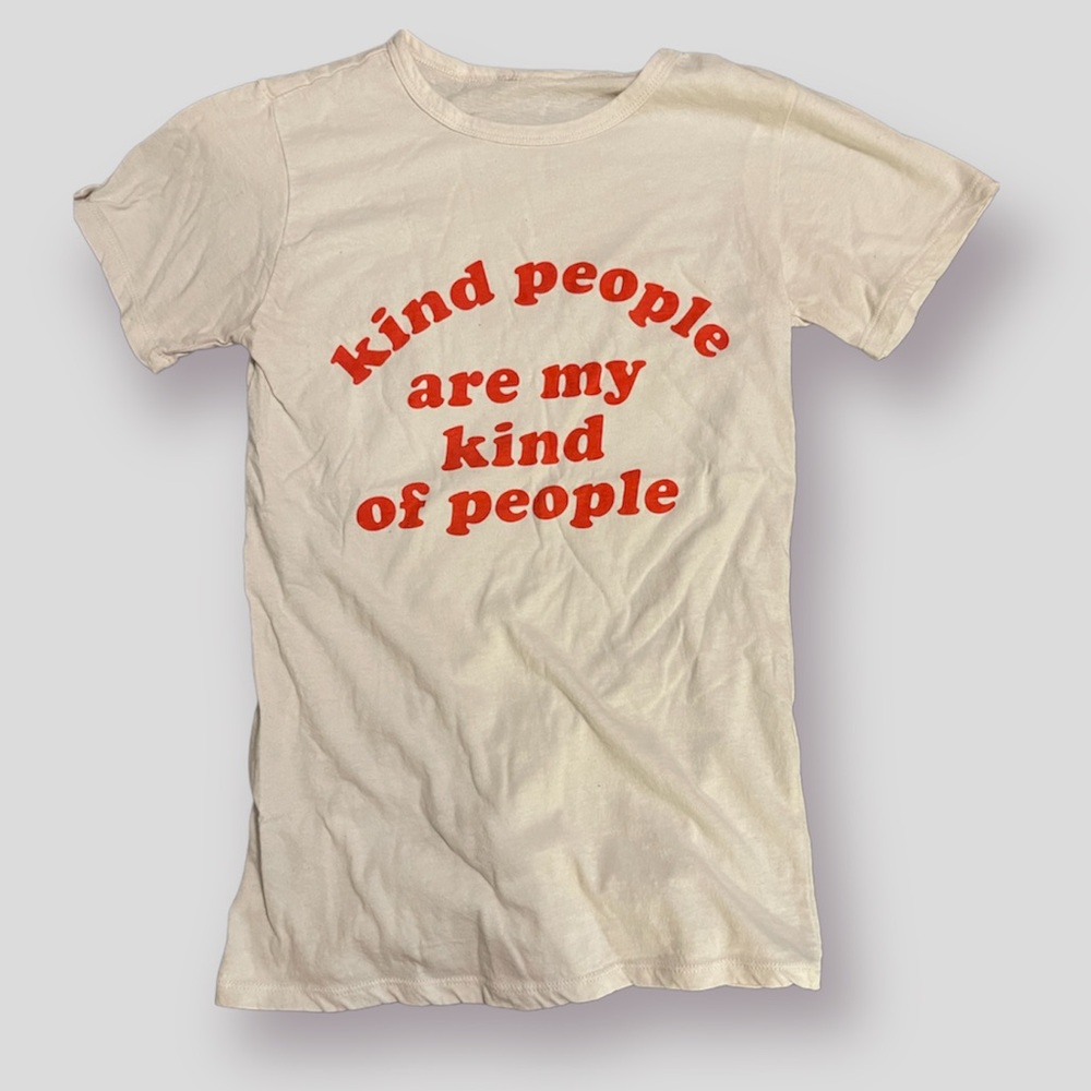 White t shirt red lettering
